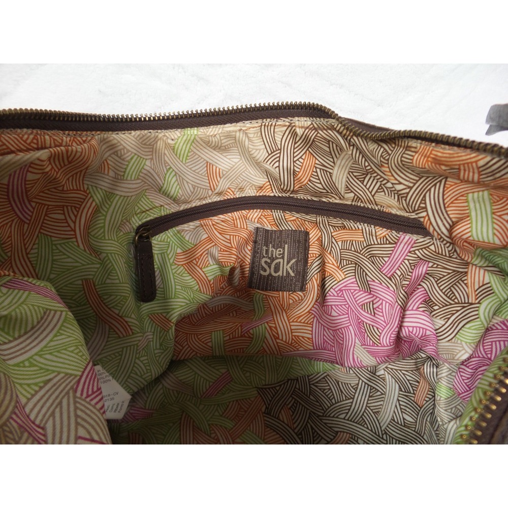 The Sak Kendra Hobo Leather Shoulder Bag Brown Zipper Pockets - Picture 7 of 11